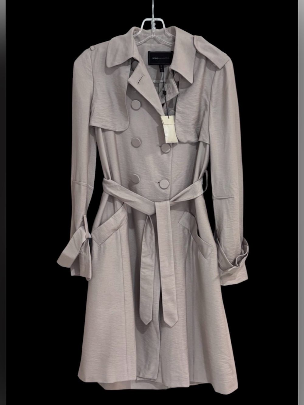 NEW BCBGMAXAZRIA LIGHT GRAVEL LONG SLEEVE RAYON BLEND COAT SIZE XS